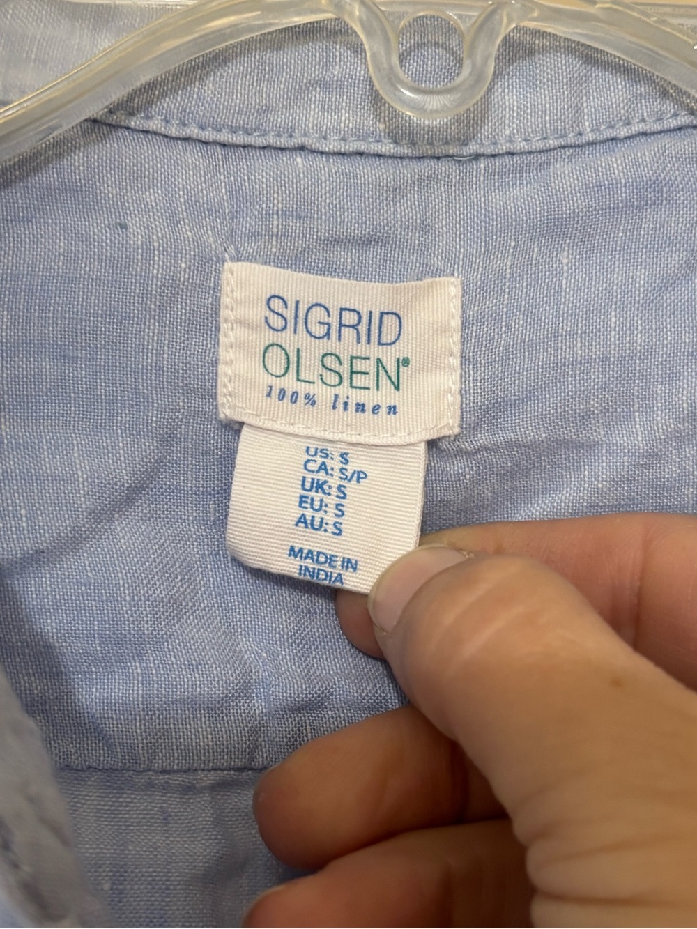 Sigrid Olsen Sky Blue 100% Linen Shirt Sz Small - Picture 2 of 9